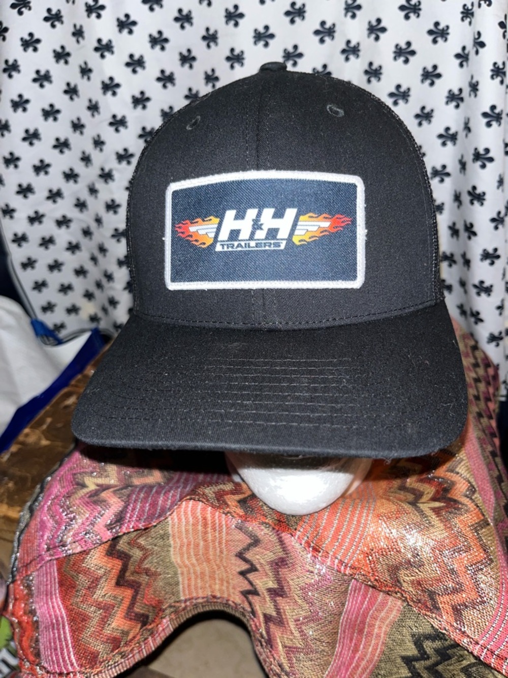 HH Trailers Black Patch Hat with Flame Logo
